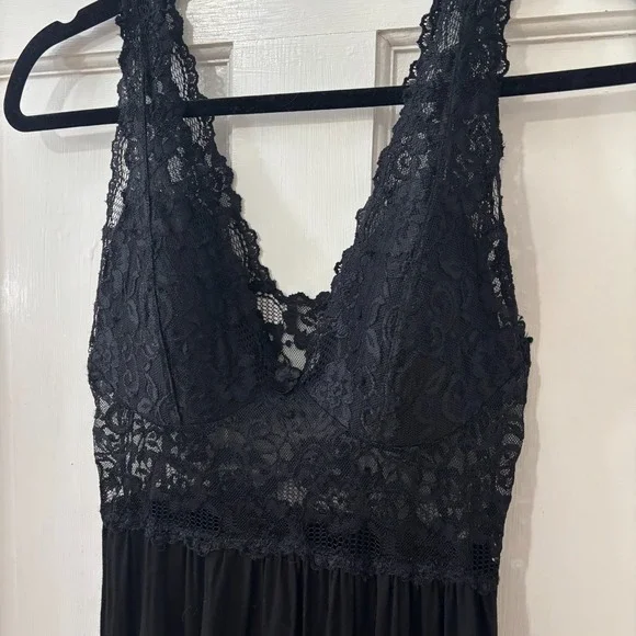 Black Coquette Babydoll Slip Dress Lace Fairy Whimsygoth Witchy Y2K Sheer Sz M - Picture 6 of 7